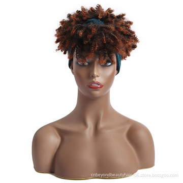 Synthetic Short Wigs Culry Headband Wig Wrap  Linked Short Drawsrting Headband Wigs